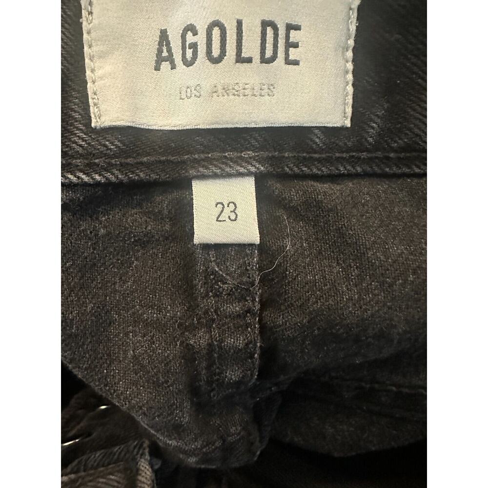 Agolde Parker Short Cut Off Raw Hem Distressed Shorts Button Fly Black Size 23 - Picture 8 of 13